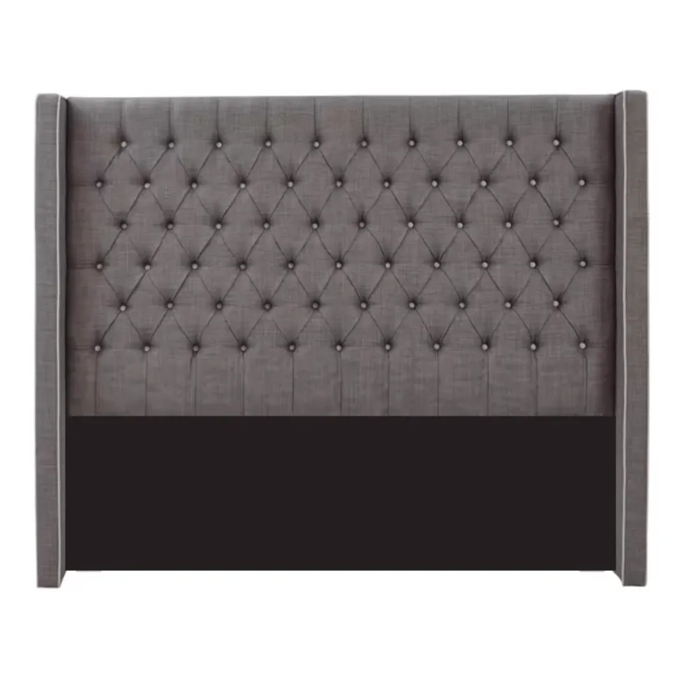 Addy Deep Button Winged Headboard - Linen - Grey