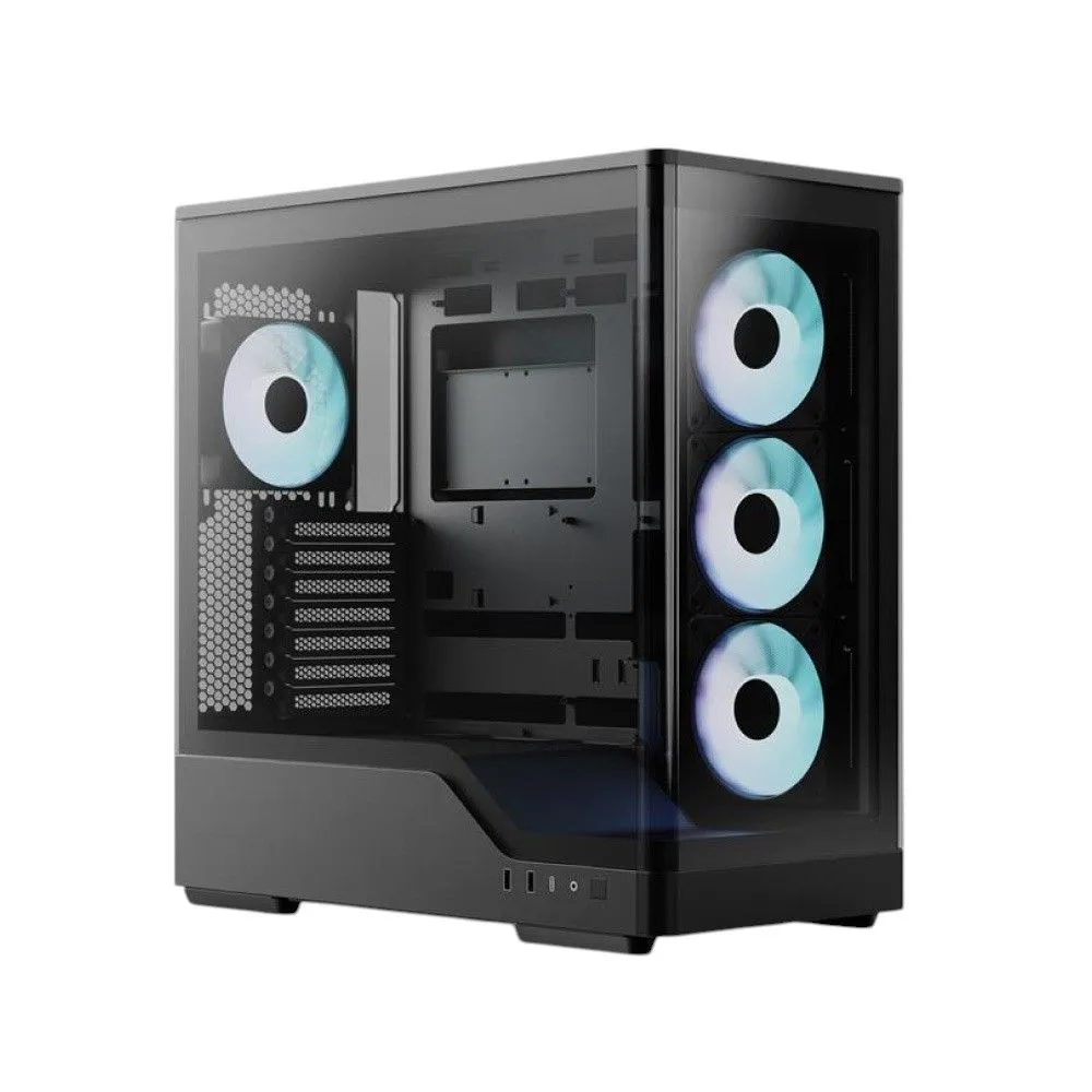 P500A Mid Tower ATX Gaming Case - 4×120mm ARGB Fans & ARGB Hub - Black