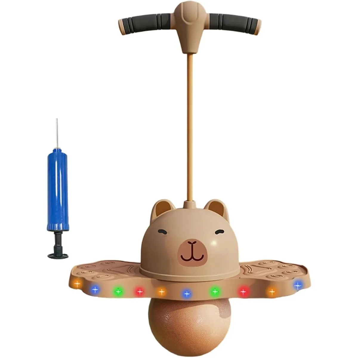 Kids Bouncing Ball Jumper with Handle - Capybara With Inflation Pump&Flash