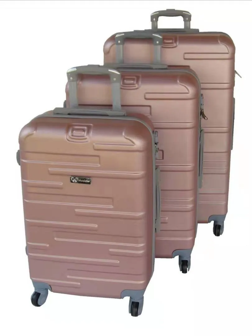 Rose Gold 3-Piece ABS Luggage Set - Lightweight & Durable Travel Bags