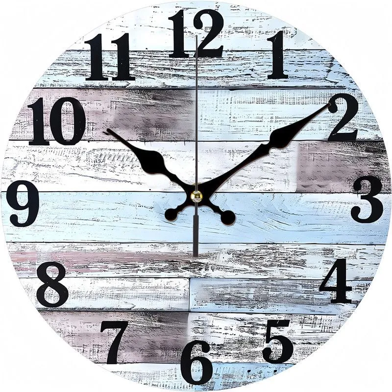 Rural Wood Grain Wall Clock, Retro Style Wall Clocks For Home Living Room