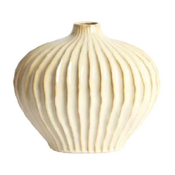 Brown Ribbed Vase