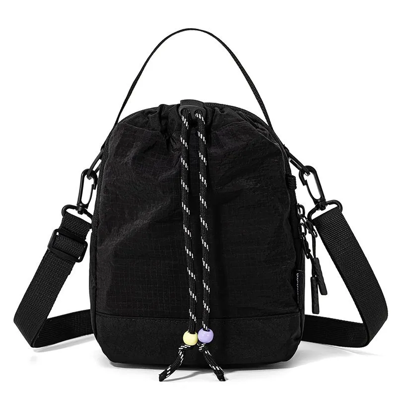 Outdoor Shoulder Bag Crossbody Backpack with Water Bottle Holder for Hiking - Black