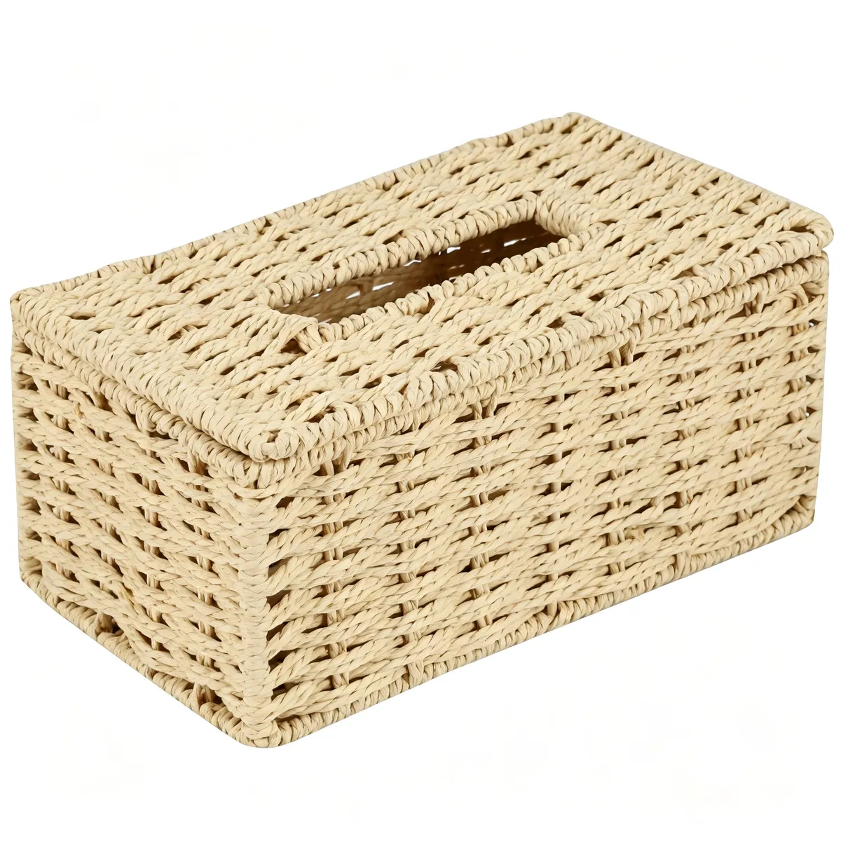 Rattan Tissue Box: 22x12x9cm Natural Hand-Woven Holder