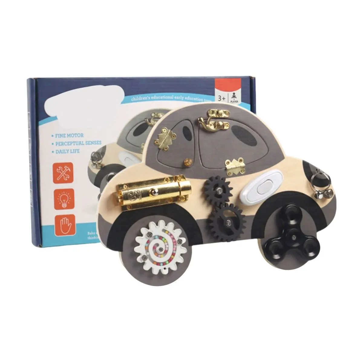 Montessori Baby Busy-Board Toys - Educational Sensory Activity - Car
