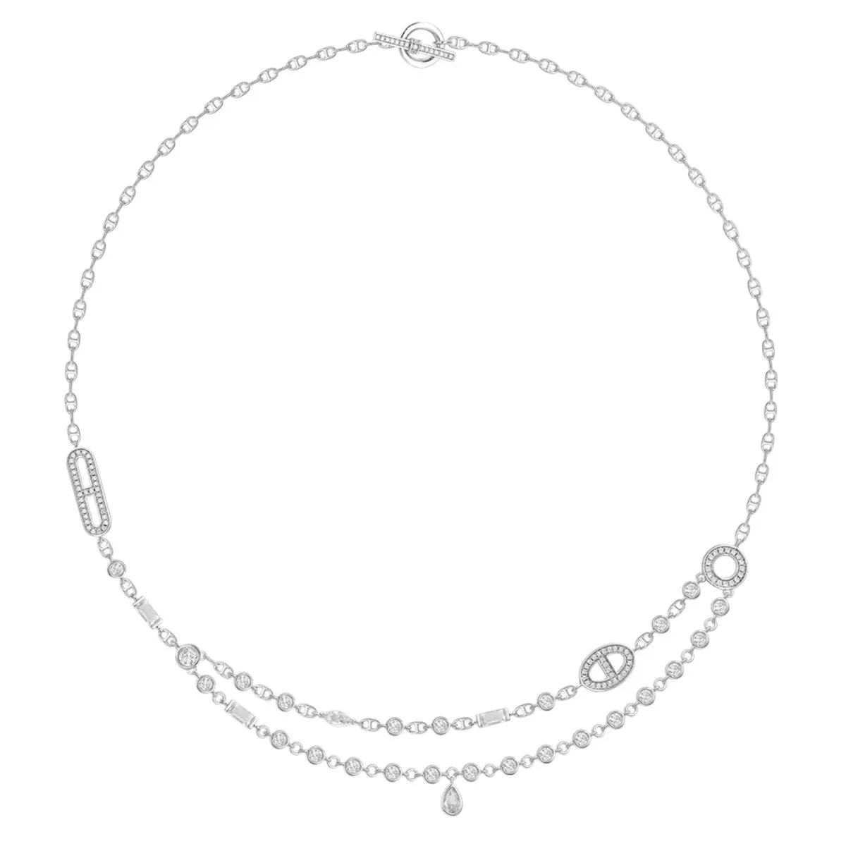 Oval links Chain Teardop Shaped Pendant Necklace For Women
