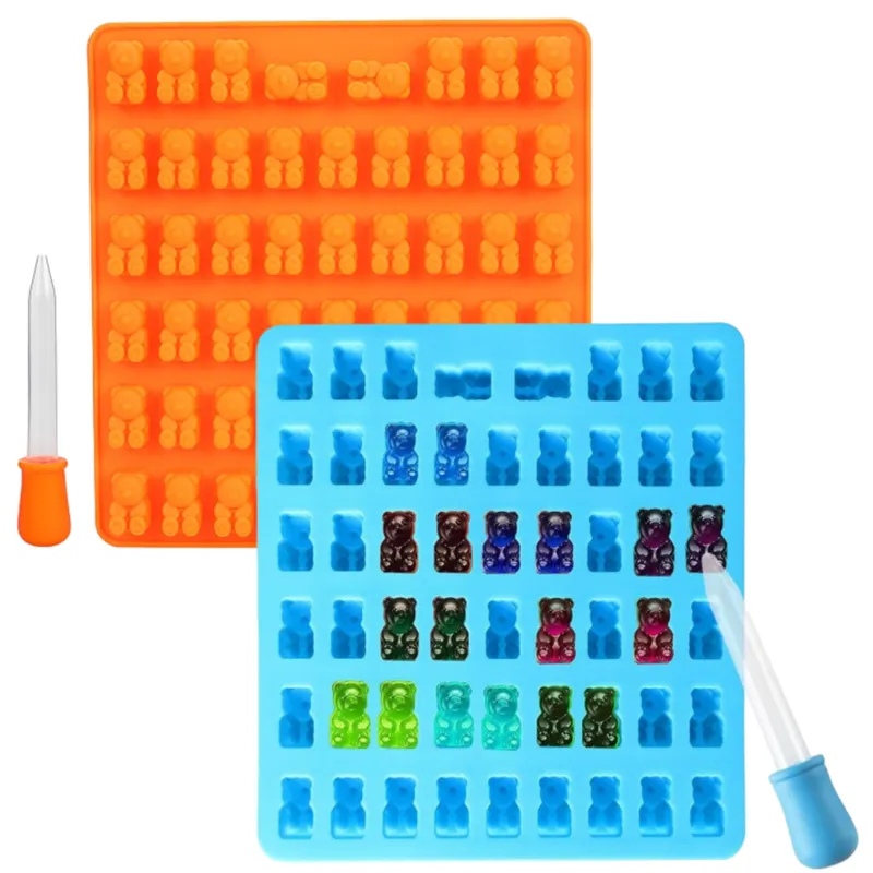 53 Cavity Gumdrop Jelly Molds Chocolate Molds Gummy Bear Candy Molds - 2 Pack