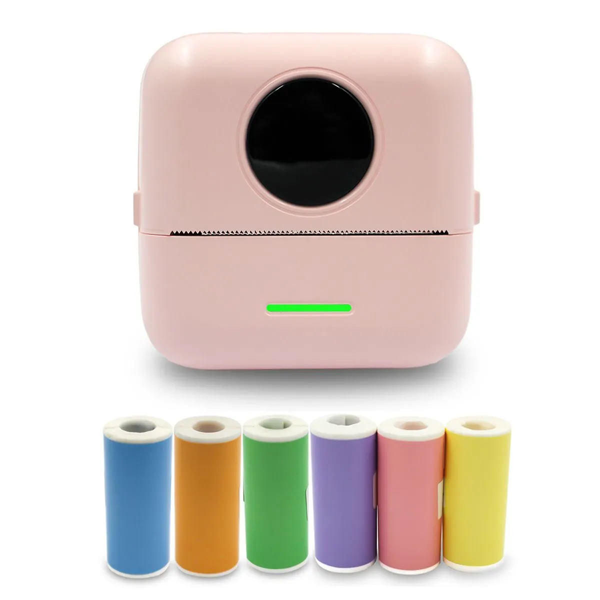 Uuname Portable Mini PhotoThermal Printer & 6 Colorful Sticker Paper-X56SE - Pink