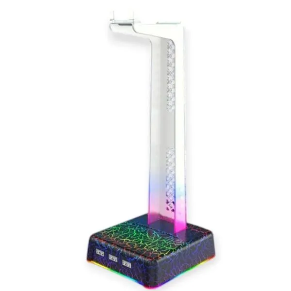 RGB Gaming Headphone Stand with 3 USB Charging Ports - Wired Design