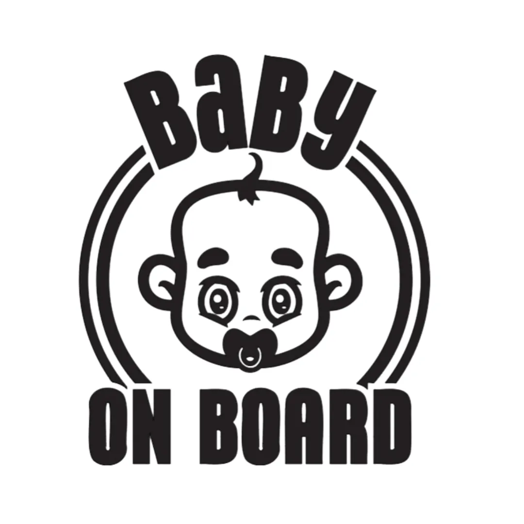Katz Designs - Baby on Board - White Decal - Pacifiers + Baby
