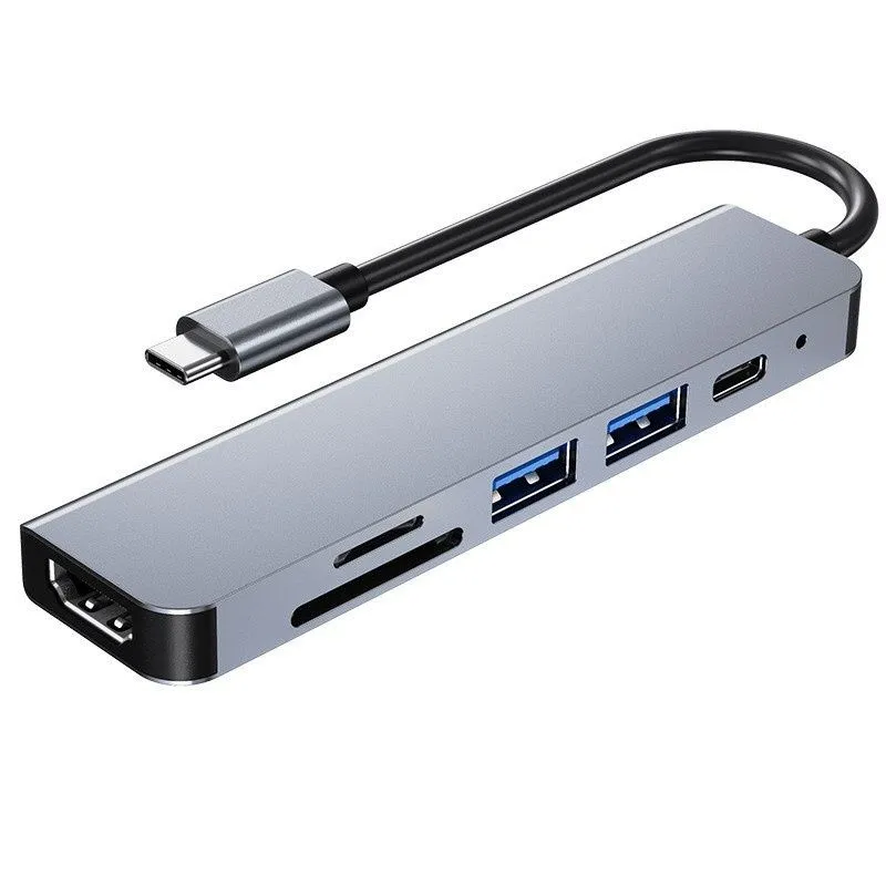 Ultra Slim 6 in 1 USB Hub Type C Adapter with 4K TC/2USB/HDTV/TF B3444