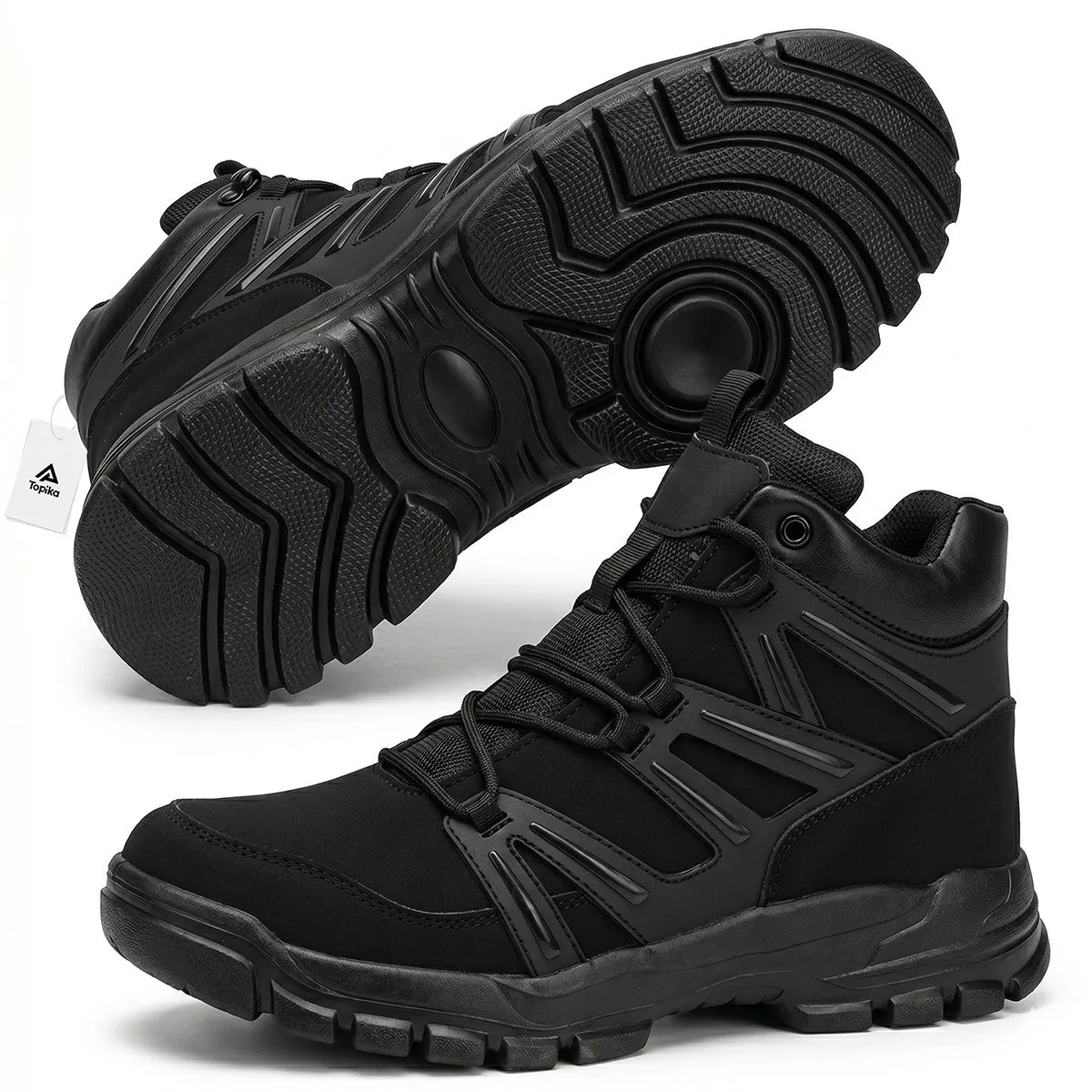 Topika Men Safety Shoes Steel Toes Work Shoes For Men Waterproof Work Boots - UK 7