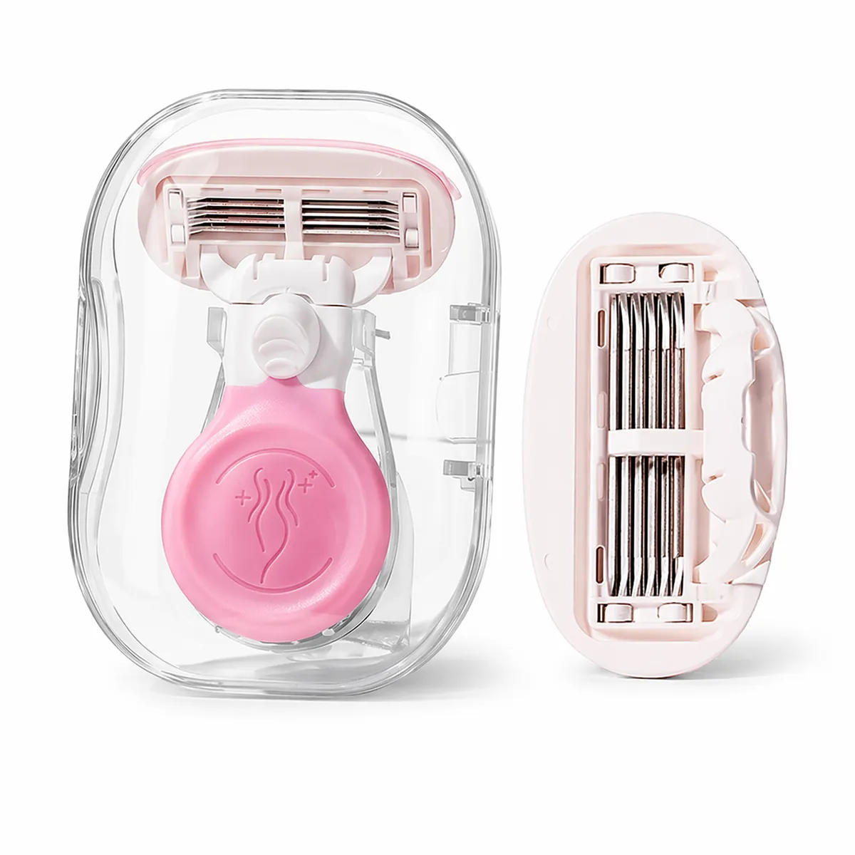 Women Razor with Replacement Blade and Case Blade Shaving Kit Pink