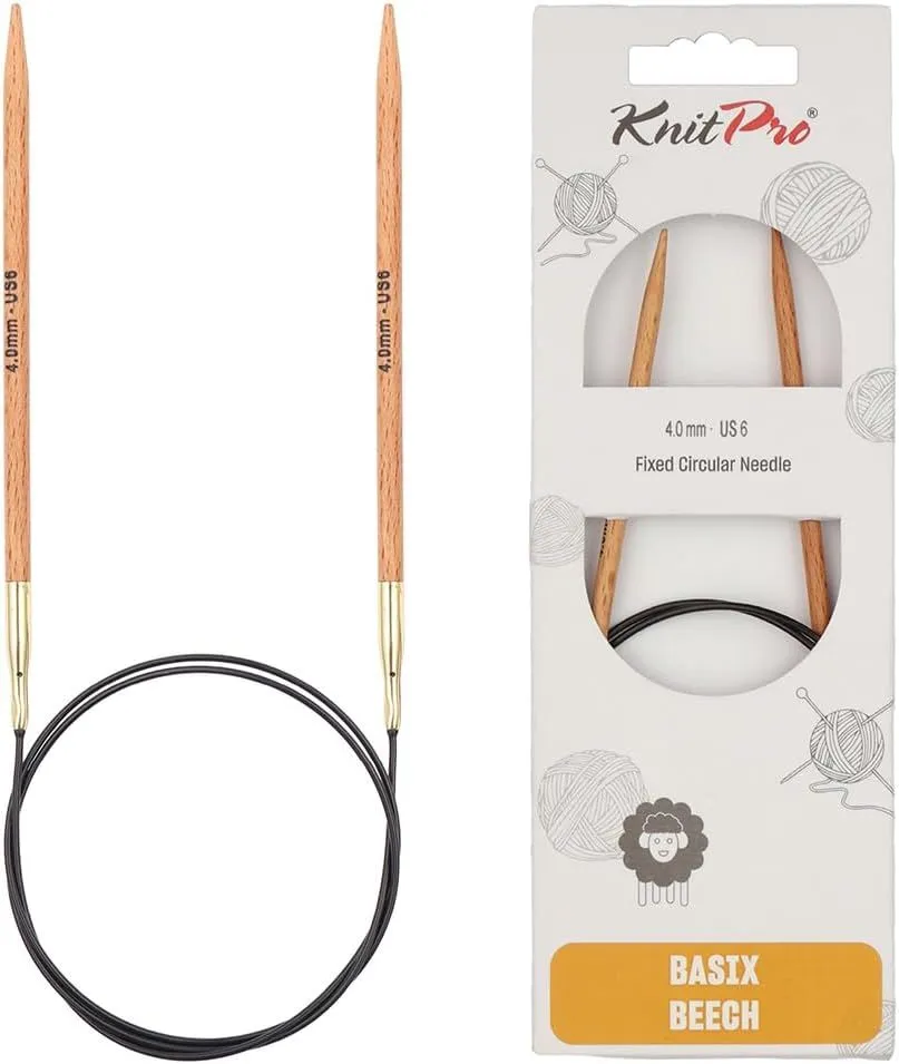 KnitPro Basix Beech Wood Fixed Circular Knitting Needles - 100 cm | 4.0 mm