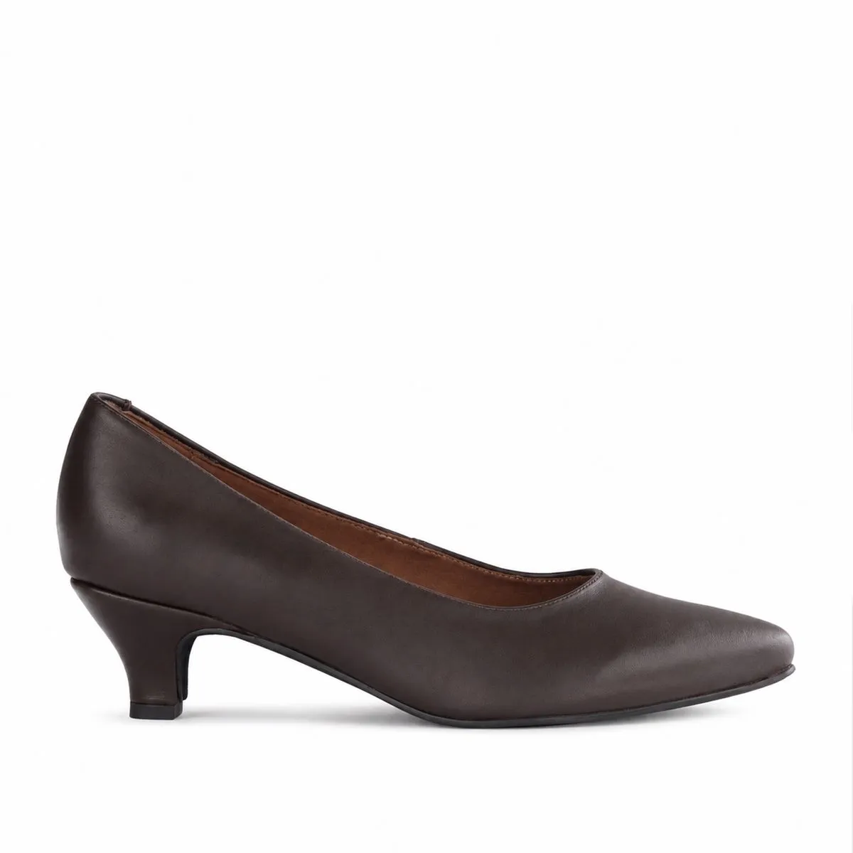 Froggie Women's Kitten Heel Court Shoe-Brown Leather - 13007