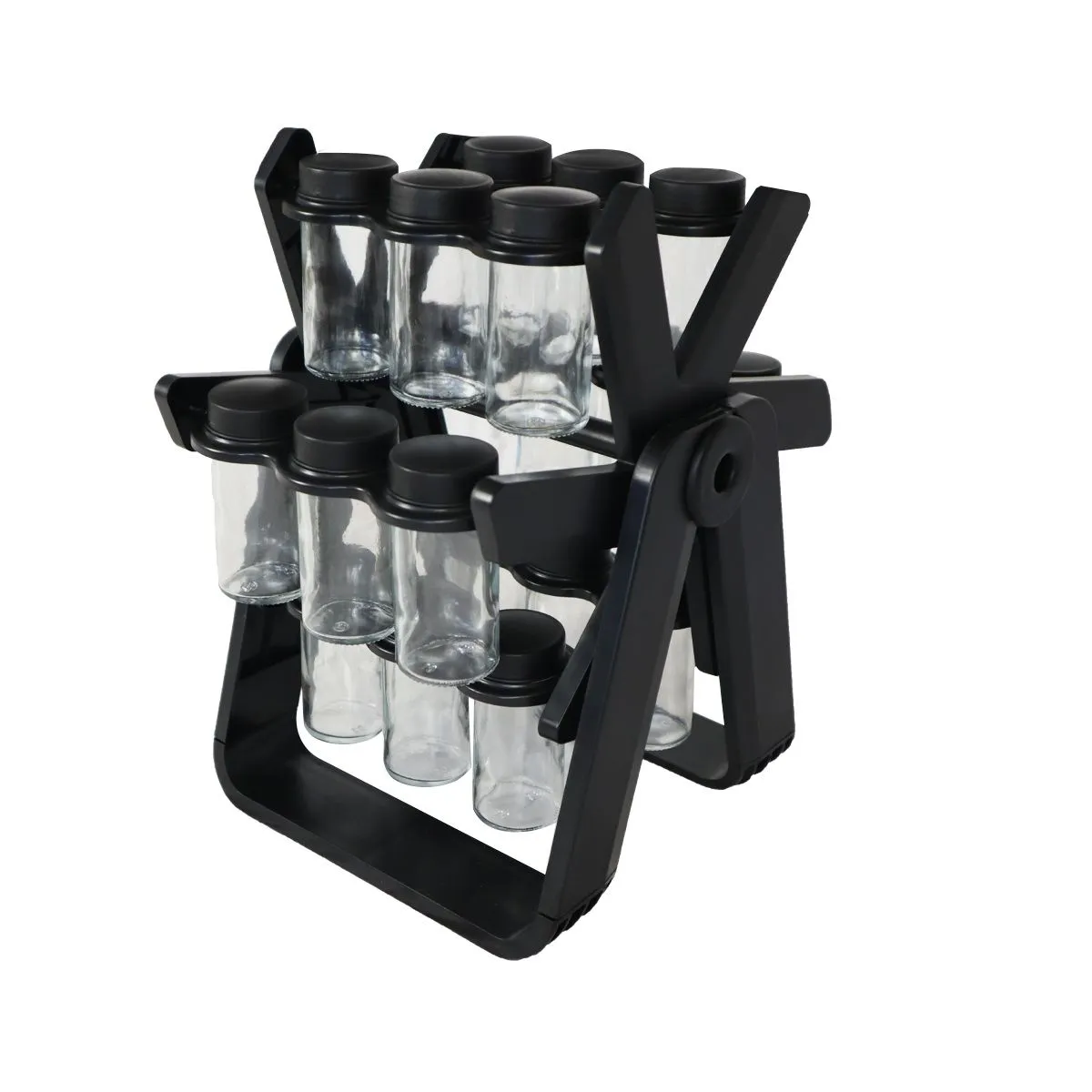 Rotating Spice Rack Organizer with 18 Glass Spice Jars