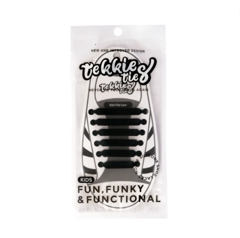 Tekkie Ties No-Tie Silicone Laces for Kids - Black