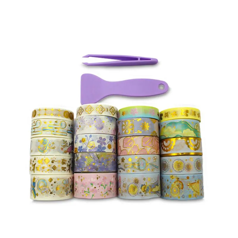 20 Rolls Gold Foil Washi Tape Masking Tape Decorative Tape Set-2274A