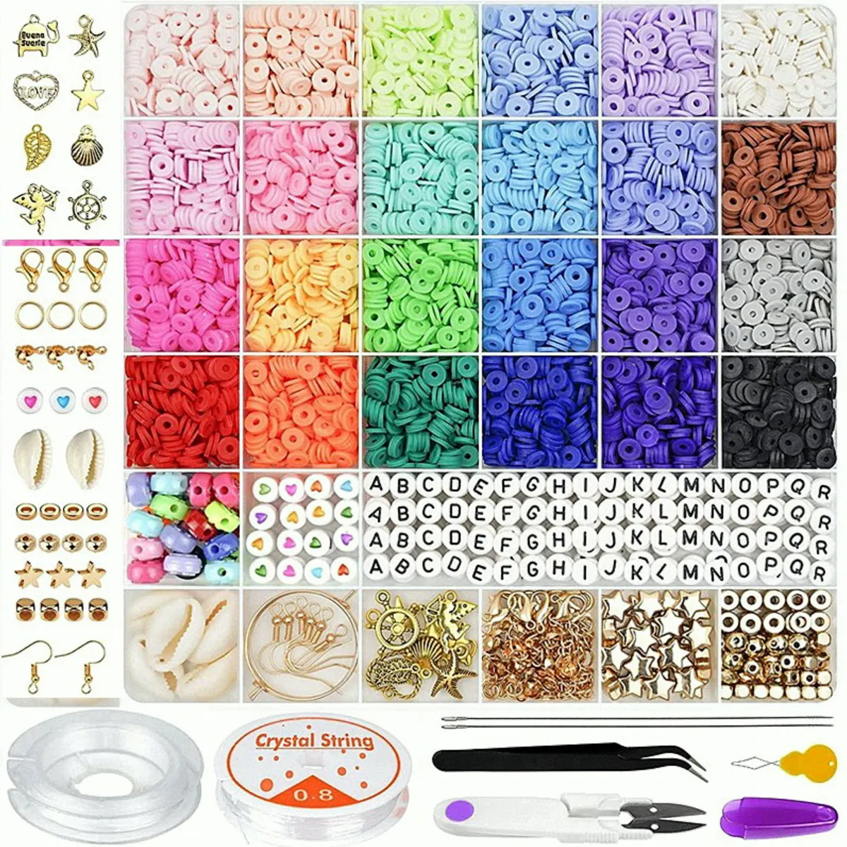 6102Pcs Friendship Bracelet Making Kit Clay Bead Jewlery Making Kit - 1Pack