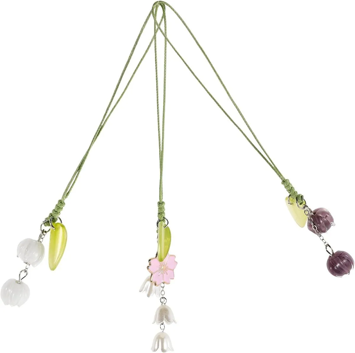 3 Tulip Flower Phone Charms Decorative Mobile Phone Pendants with Short