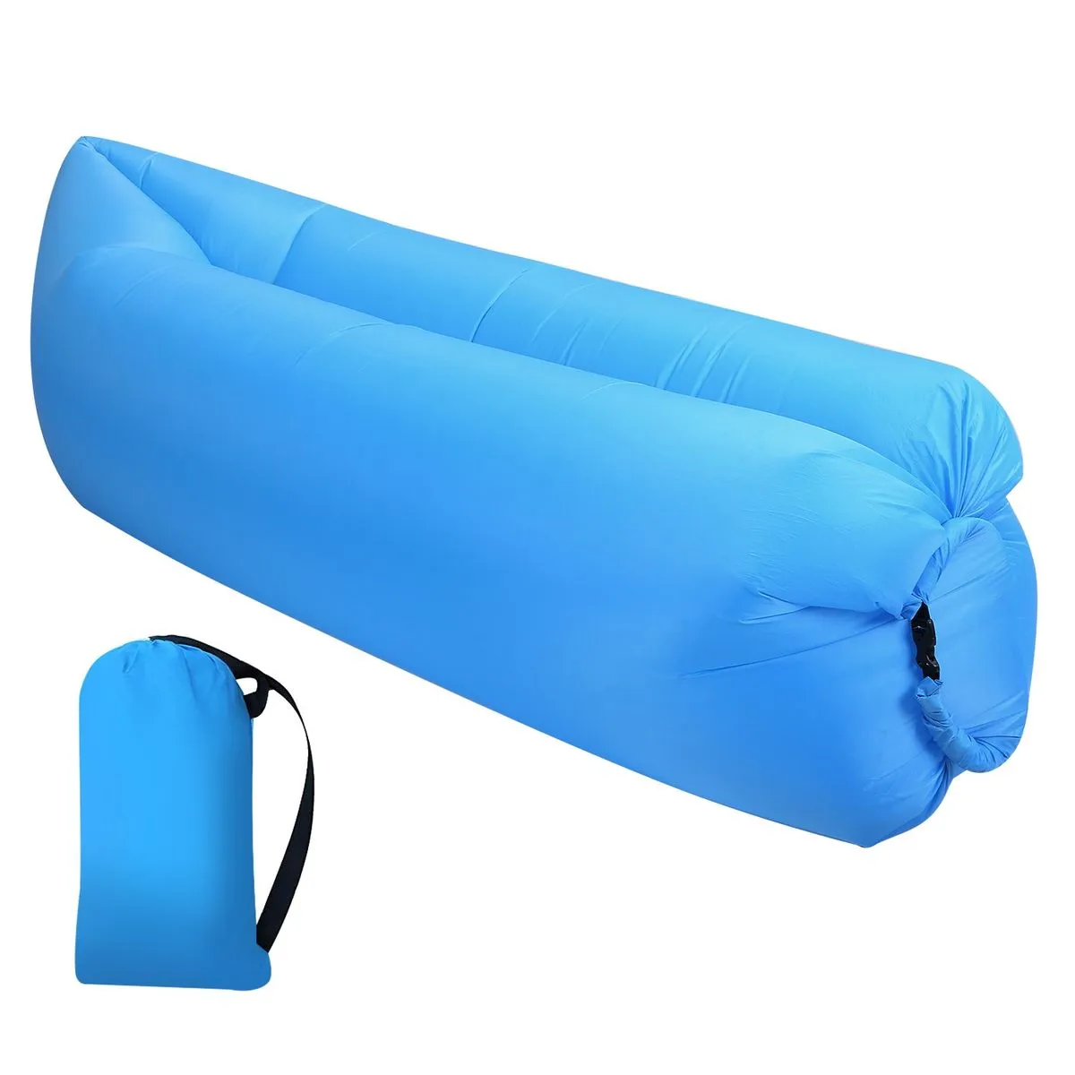 Portable Inflatable Lounger Waterproof Anti-Leaking Ergonomic Design - Blue
