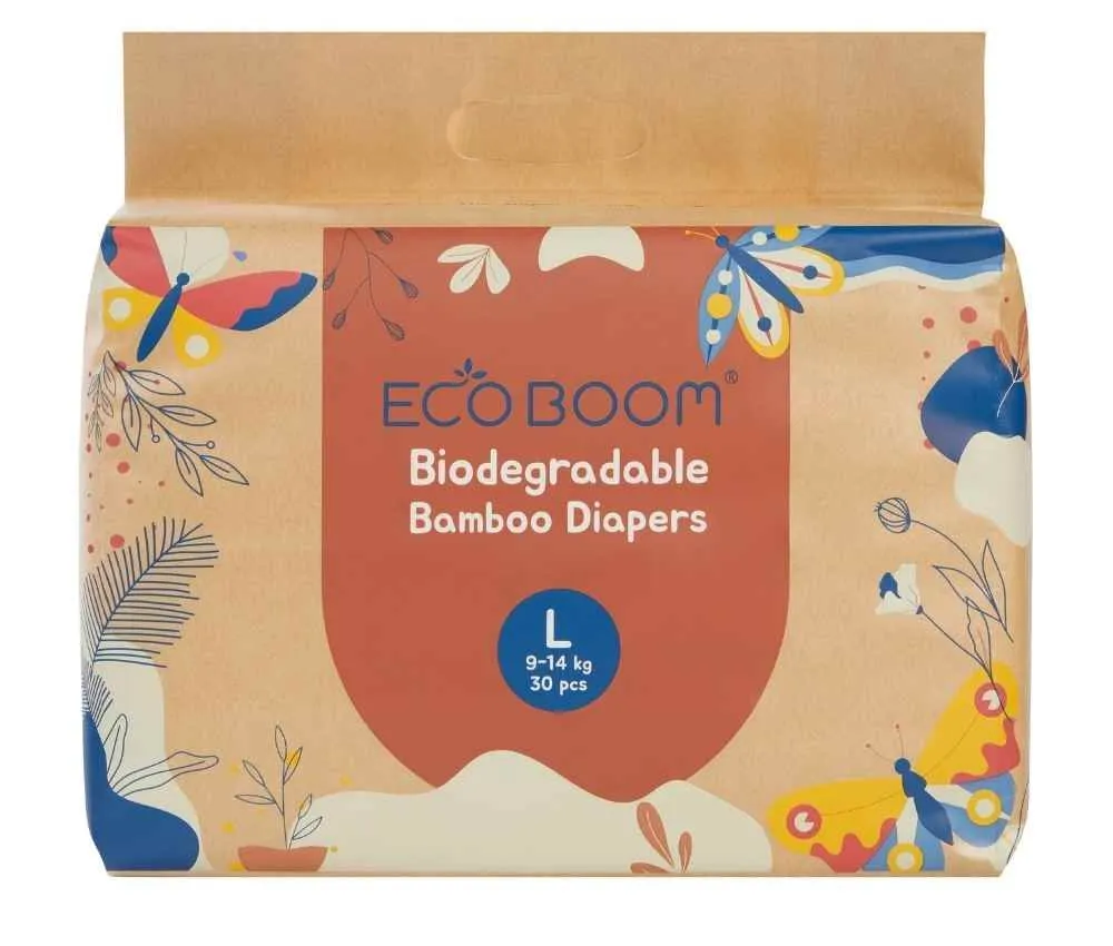 Eco Boom Joy Bamboo Nappies 4 L - 120 Pcs Biodegradable Eco-Friendly