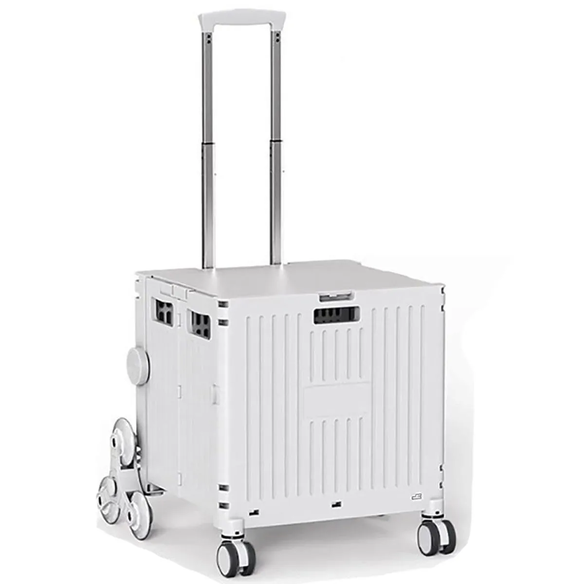 80L Outdoor Camping Foldable Trolley Cart Shopping- Purple/White - WHITE