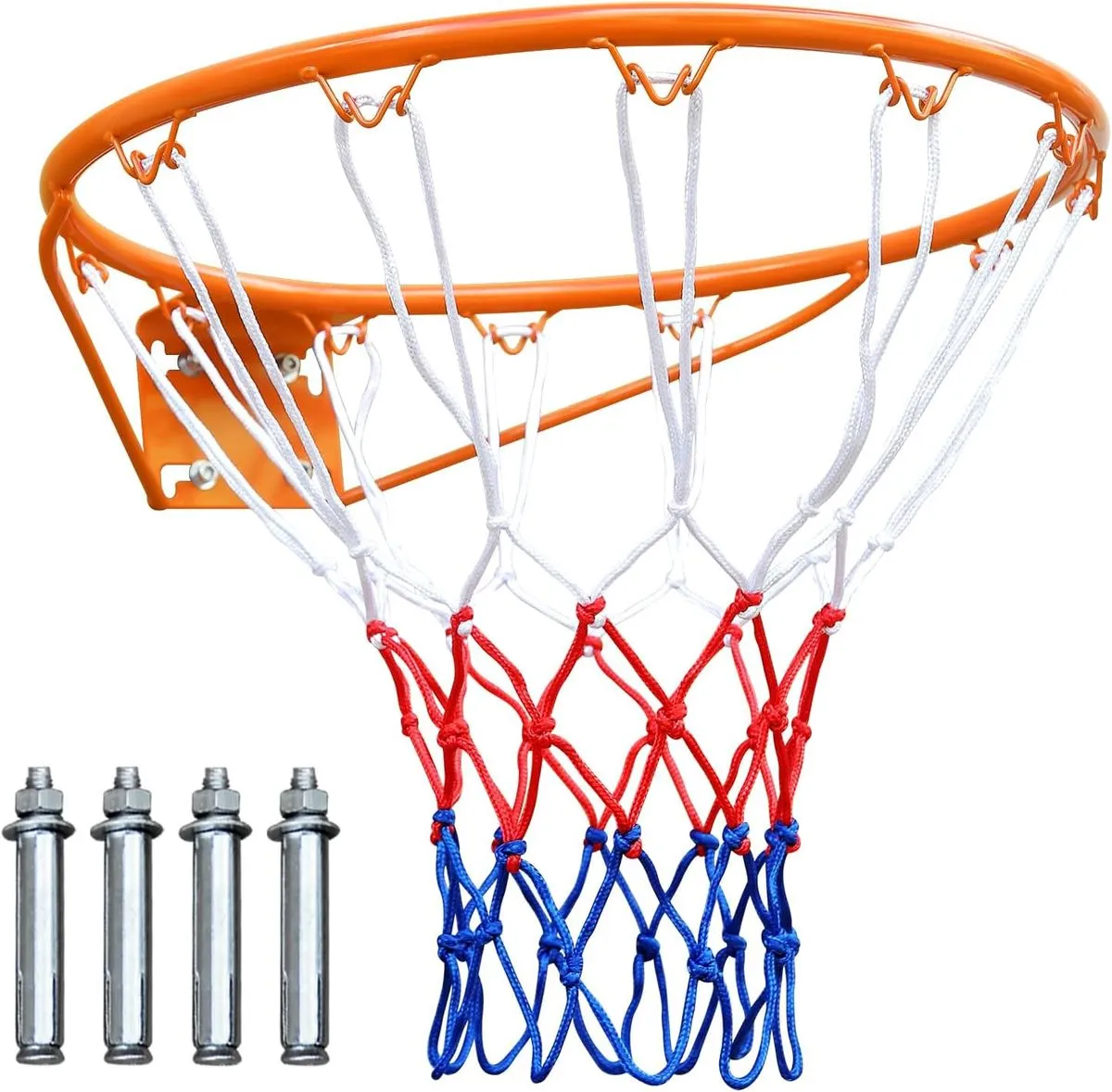 18" Basketball Rim Replacement, Heavy Duty Breakaway Rim and Net