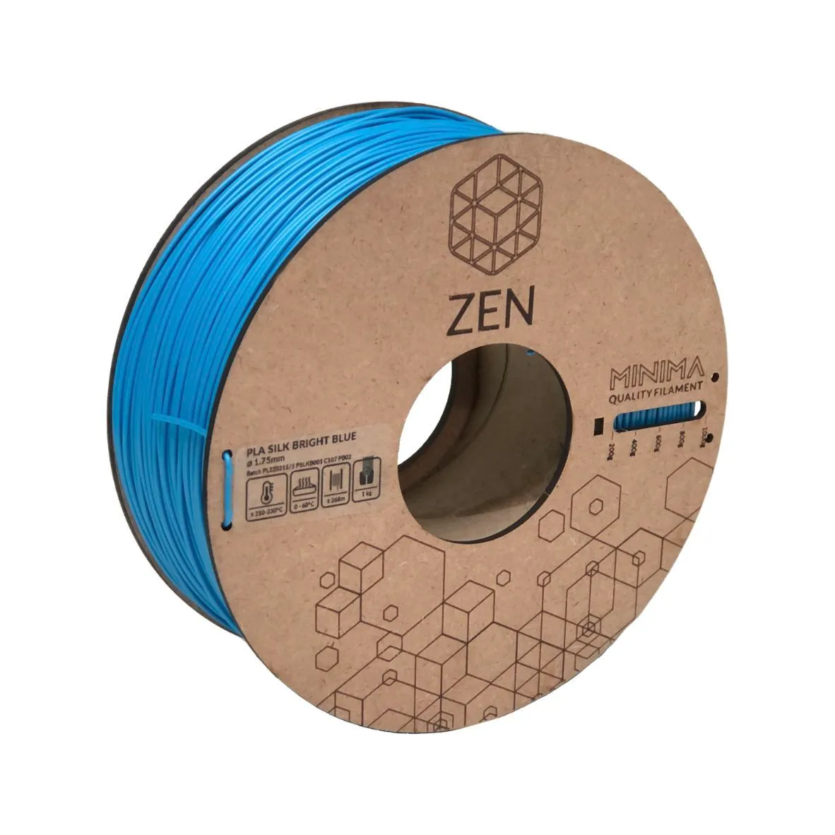 ZEN 3D Printing Filament Silk PLA 1.75mm - Up to 800mm/s - Bright Blue