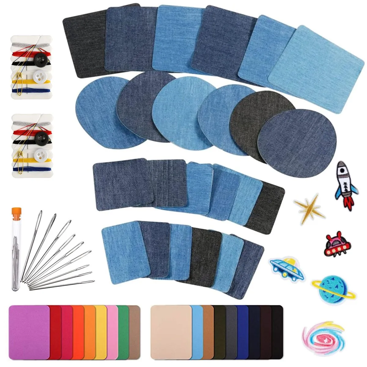 59 Pcs Iron On Patches Jeans Patches Denim Patches Repair Kit Sewing Kits