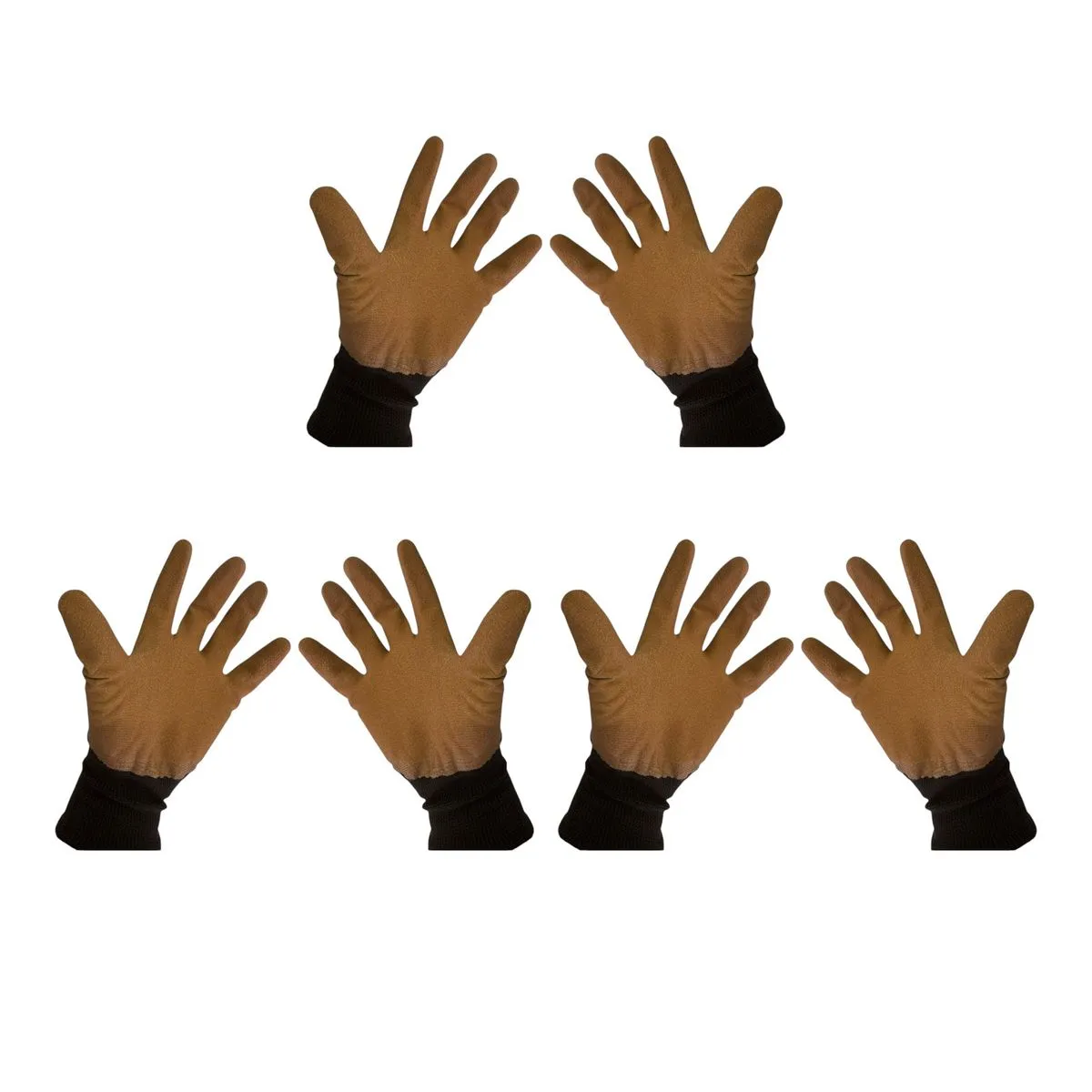 3 Pair Coffee Rubber and Suede Protection Work Gloves