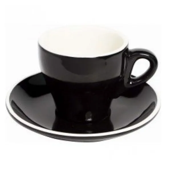 Italia Cappuccino Cups 300 ml + 16cm Saucers , Set of 6 - Black