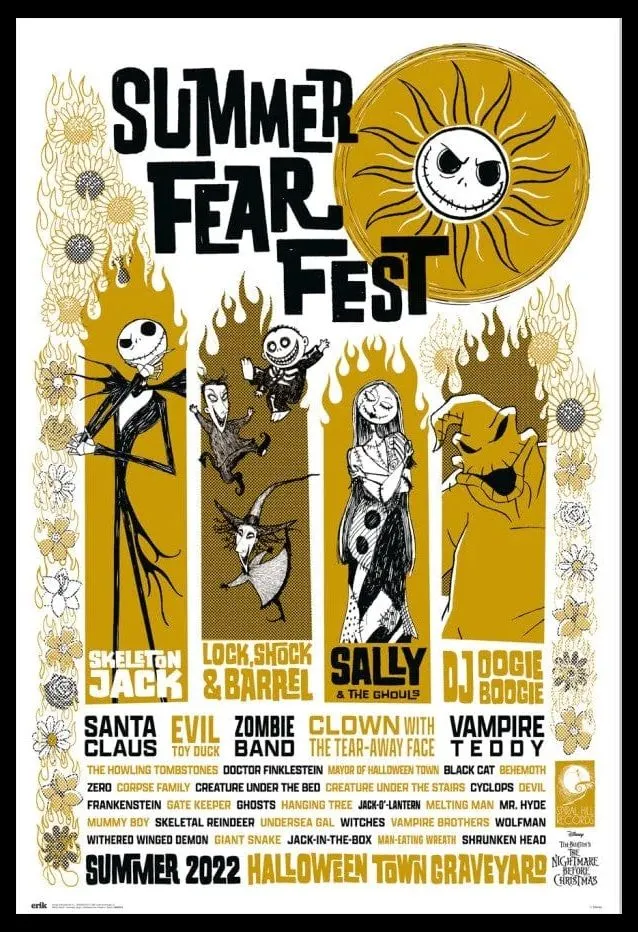 Nightmare Before Christmas - Fear Fest Poster with Black Frame