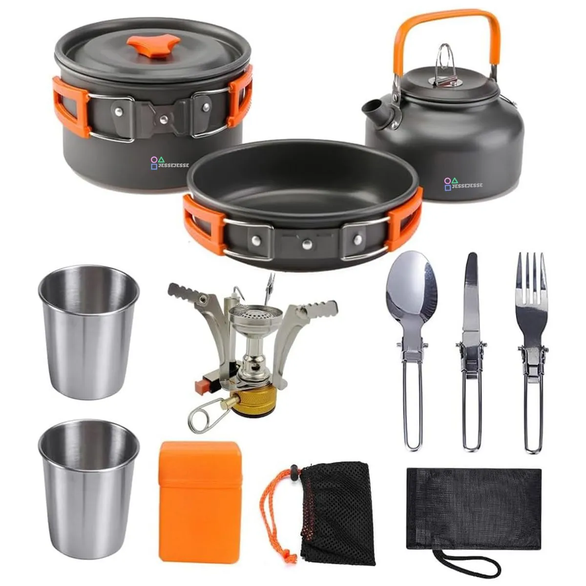 Cooking Equipment Ultralight Cooking Camping Cookware Kit for Outdoor - Orange