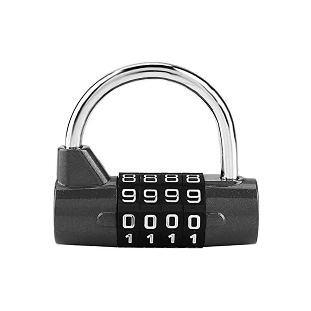 Gym Locker Padlocks, 4 Dial Digit Code Combination Padlock - Black