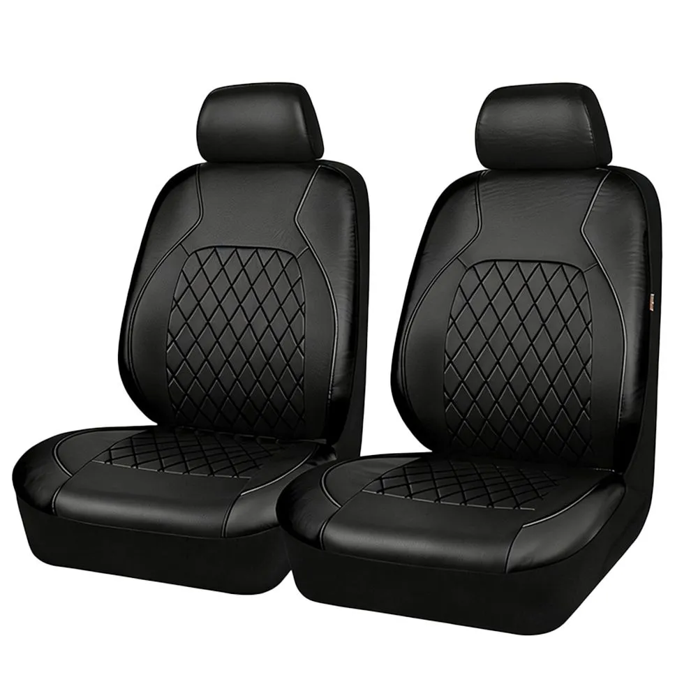 2 Seater Universal Car Seat Cover, Breathable Front Rear Seat Cushion - Black：Two Front Seats