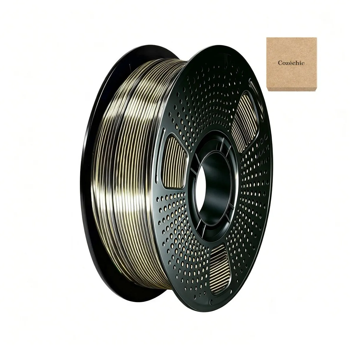 Cozéchic - 3D Printer Filament,Dual Colour Silk PLA Filament 1.75mm 1kg - Black-Gold
