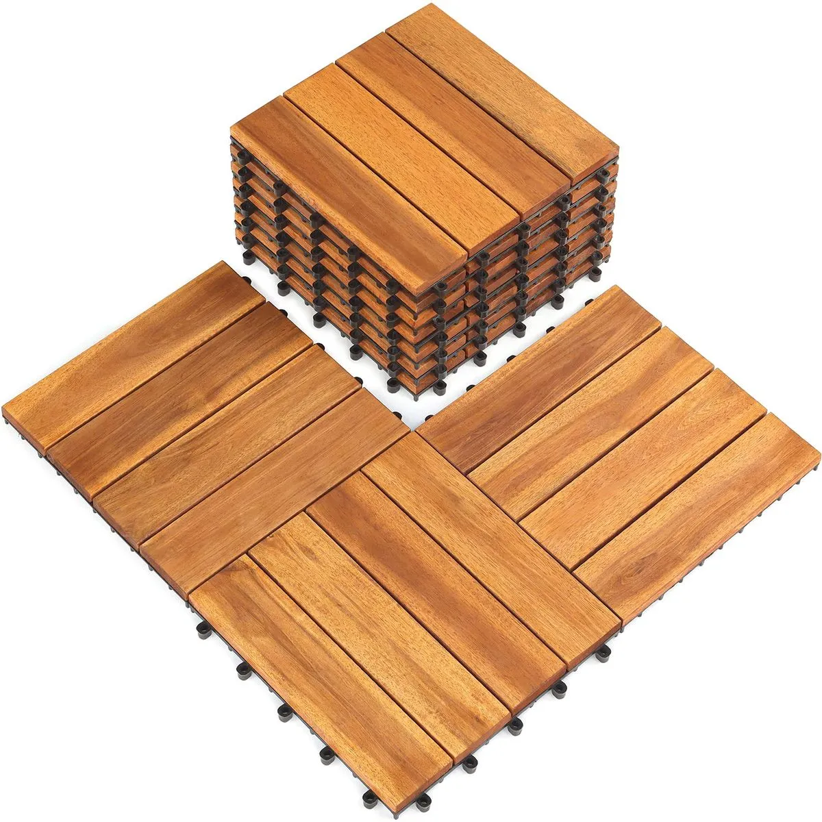9Pcs Decking Floor Tiles ,Deck Tiles,Mosaic Outdoor Flooring Set