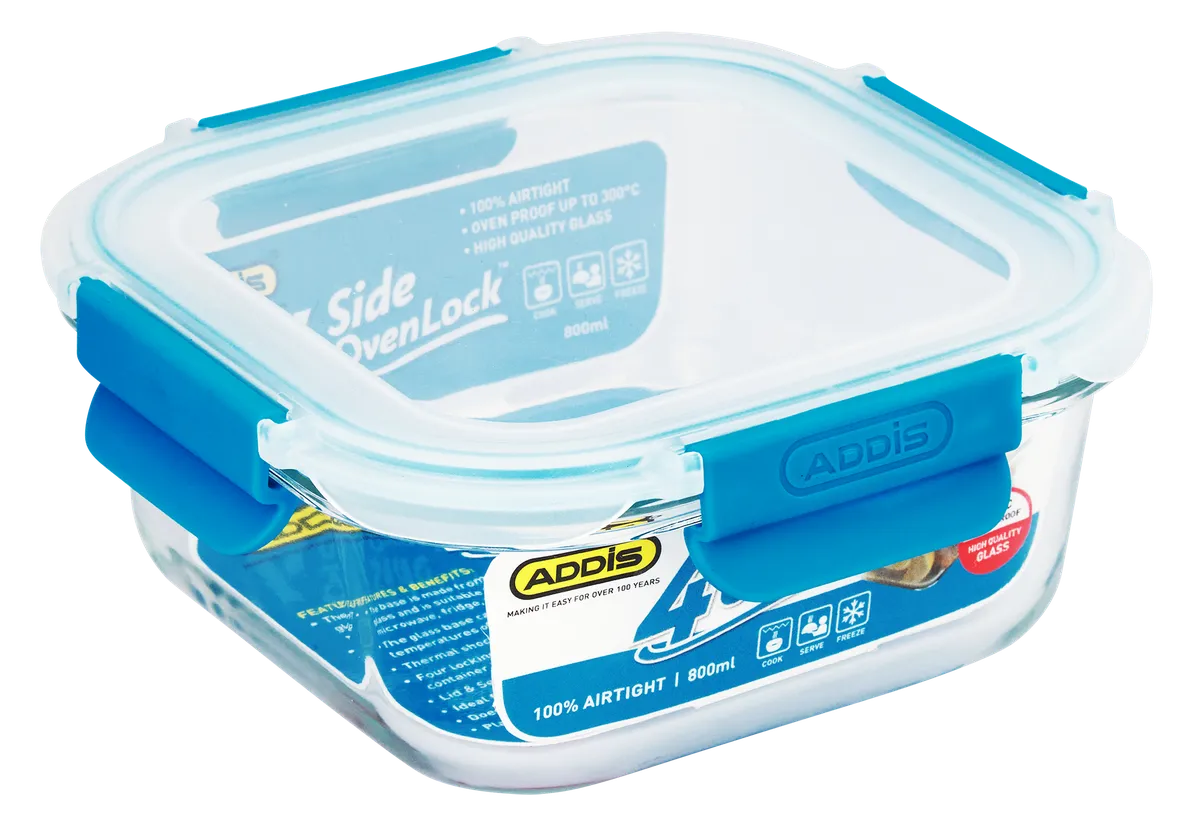 Addis - 0.8 Litre Rectangle Oven Lock - Glass