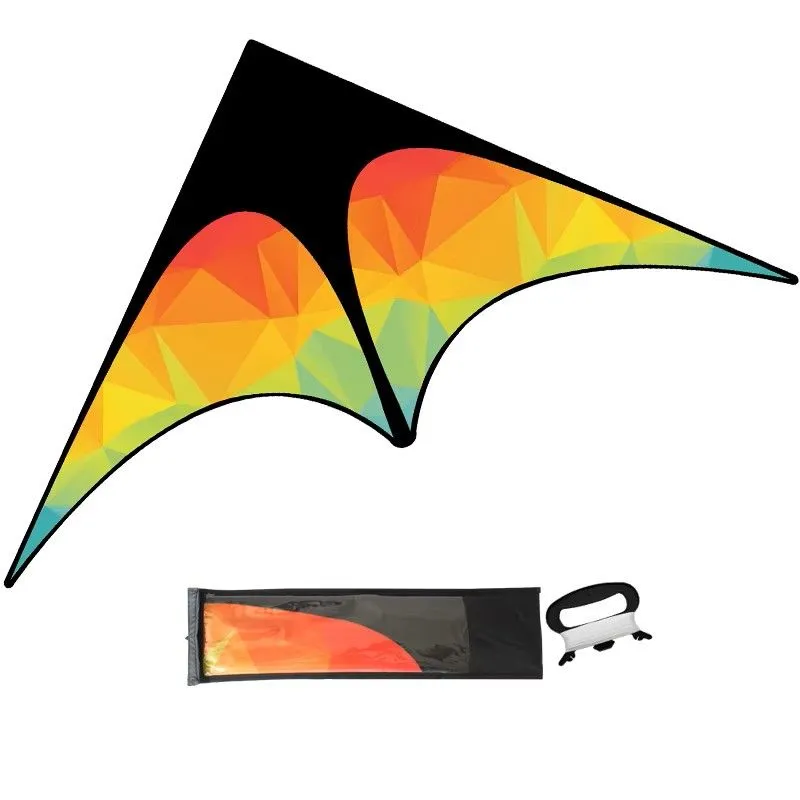 Delta Shape Rainbow Flying Kite | Fiberglass Frame Kite for Kids & Family