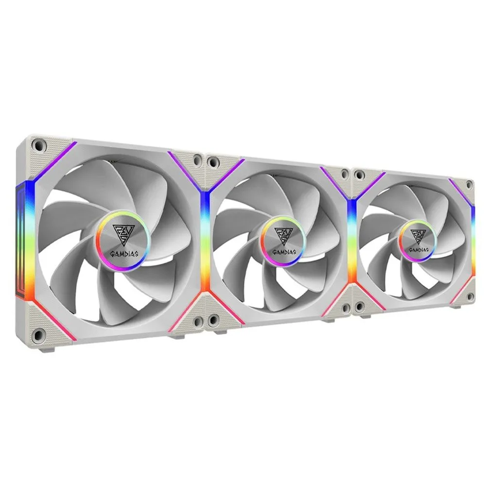 Gamdias Aeolus P2 1203 RGB 120mm Case Fans - 3 Pack - White