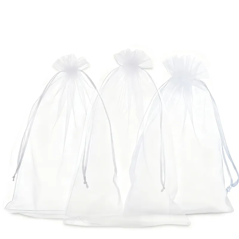 100P Drawstring Organza Bags, 10 x 15 CM Mesh Bag Drawstring, Mesh Gift Bag