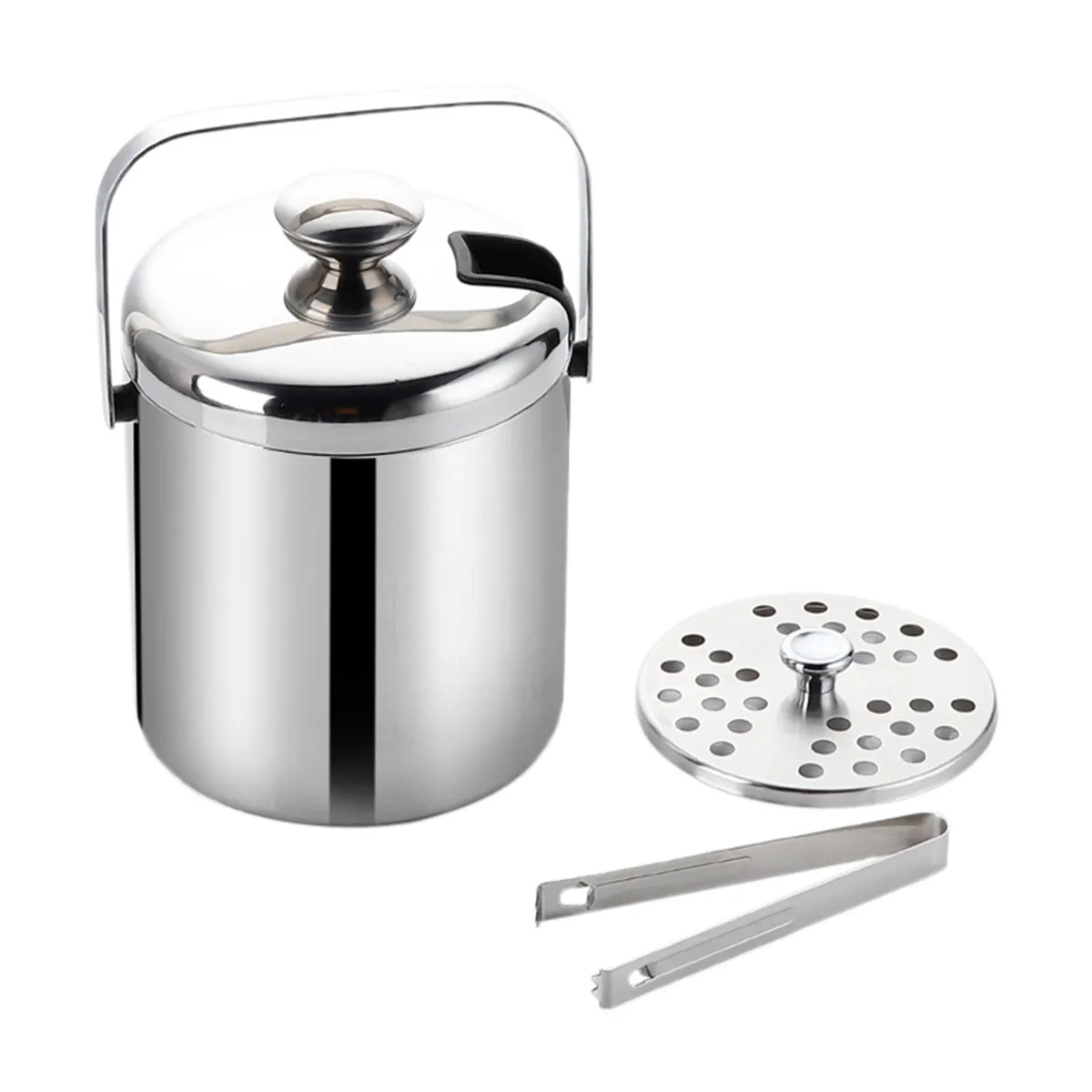 Ice Bucket with Lid and Tong Insulated Ice Bucket with Strainer a