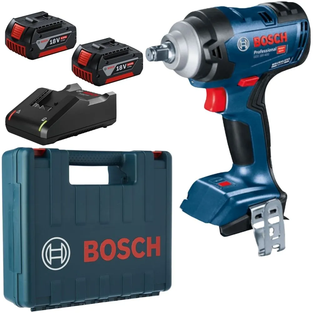 Bosch - Cordless Prof. Impact Wrench with 2 x 4.0Ah Batteries & Charger