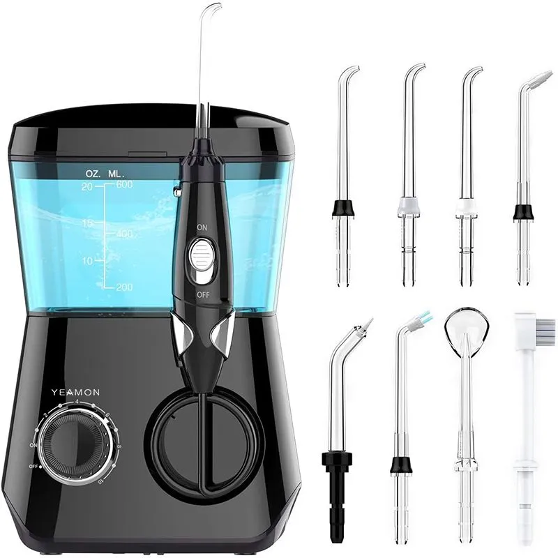 Water Flosser Oral Irrigator 600ML Dental Cleaner Electric Flosser - Black