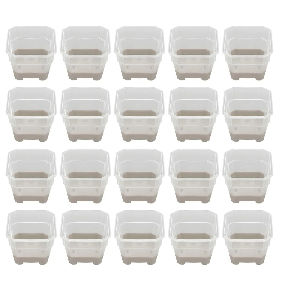 20 Pieces Grey Square Nursery Pots Reusable compatible with Plants