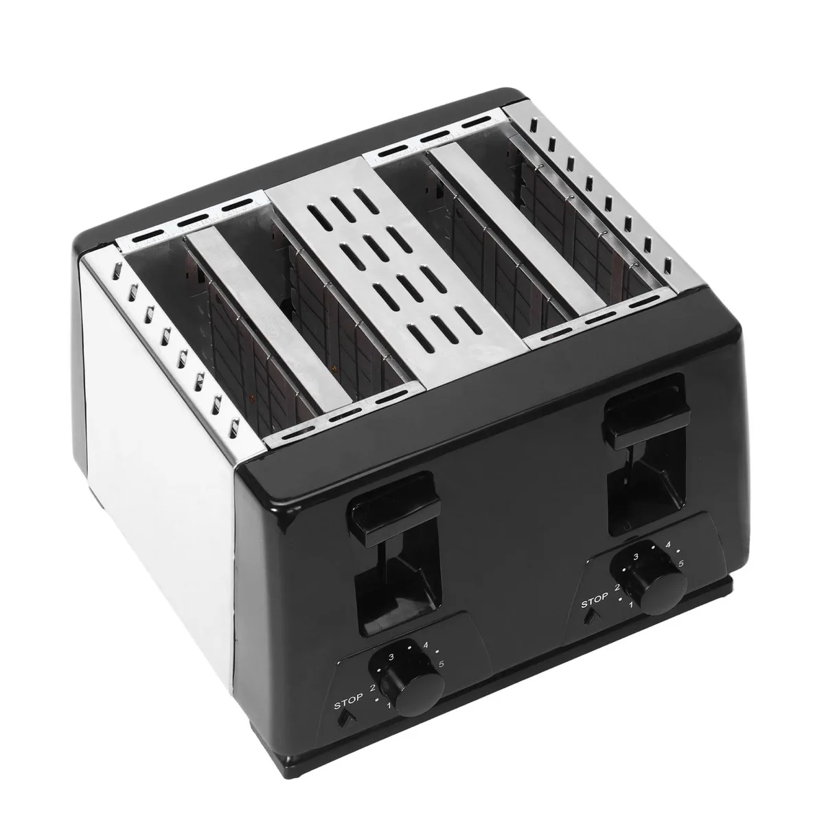 4-Slice Automatic Stainless Steel Bread Maker with 6 Temperature Settings