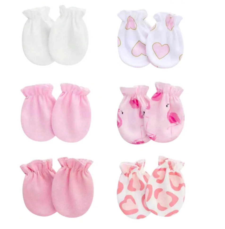 6-Pair Newborn Anti-Scratch Mitten Set - Soft Cotton Blend Multi-Pack