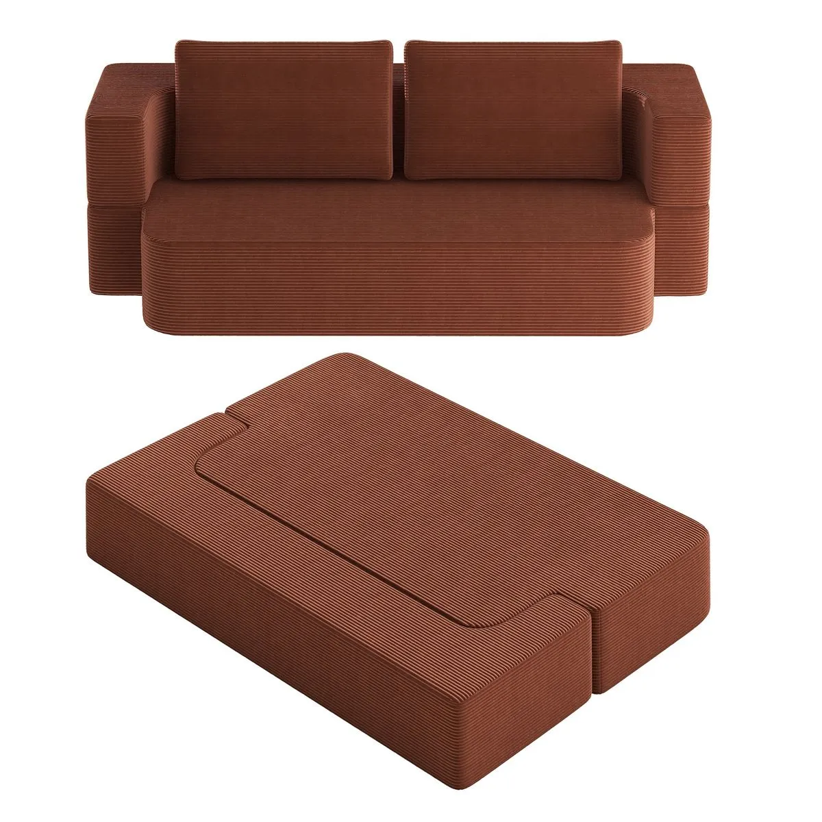 Sofa Bed,1s Convertible Folding Couch Bed,200cm Sleeper Sofa,2-3 Seat - Brown