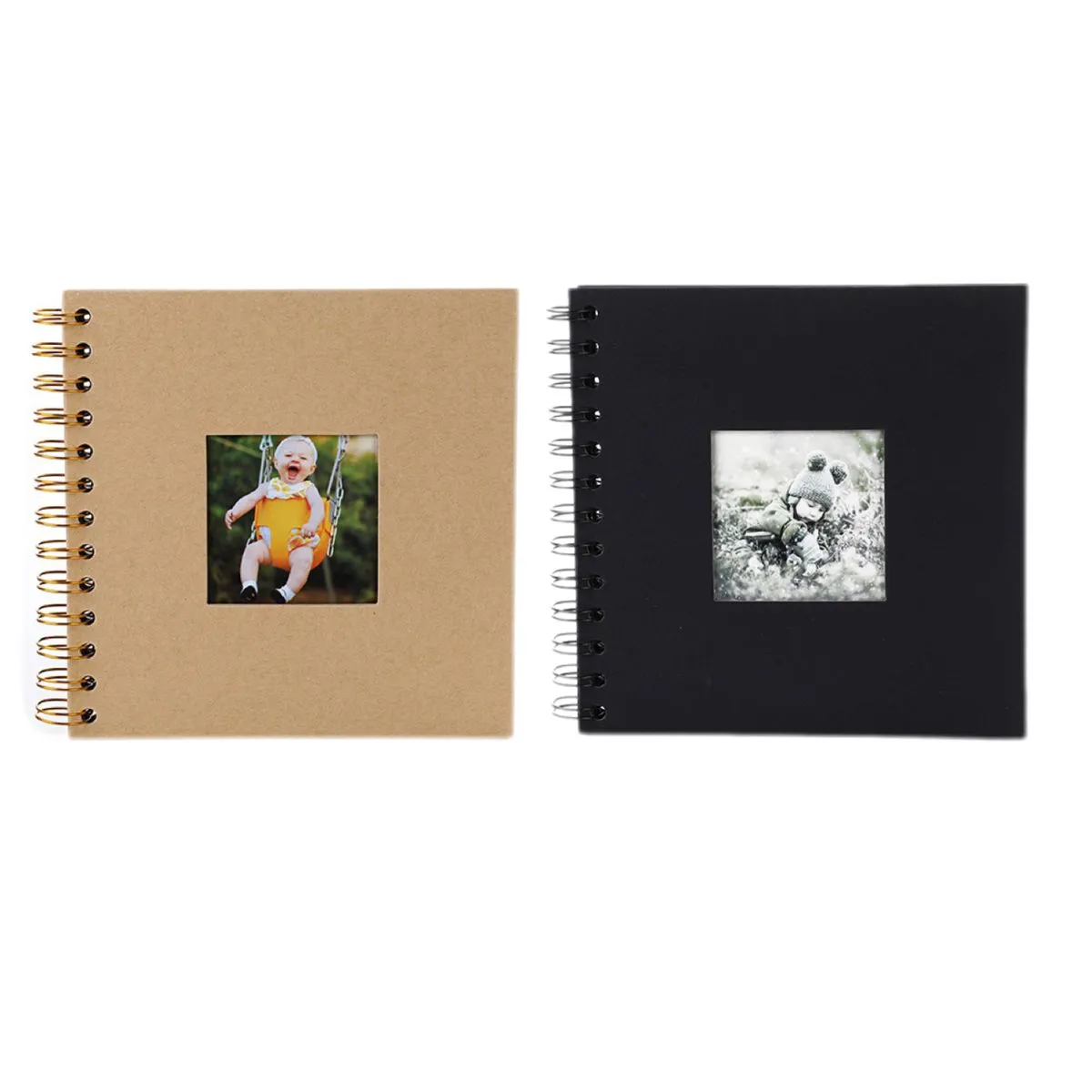 2 - Piece DIY Baby Album Set Hardcover Scrapbook Kit - Black,Beige